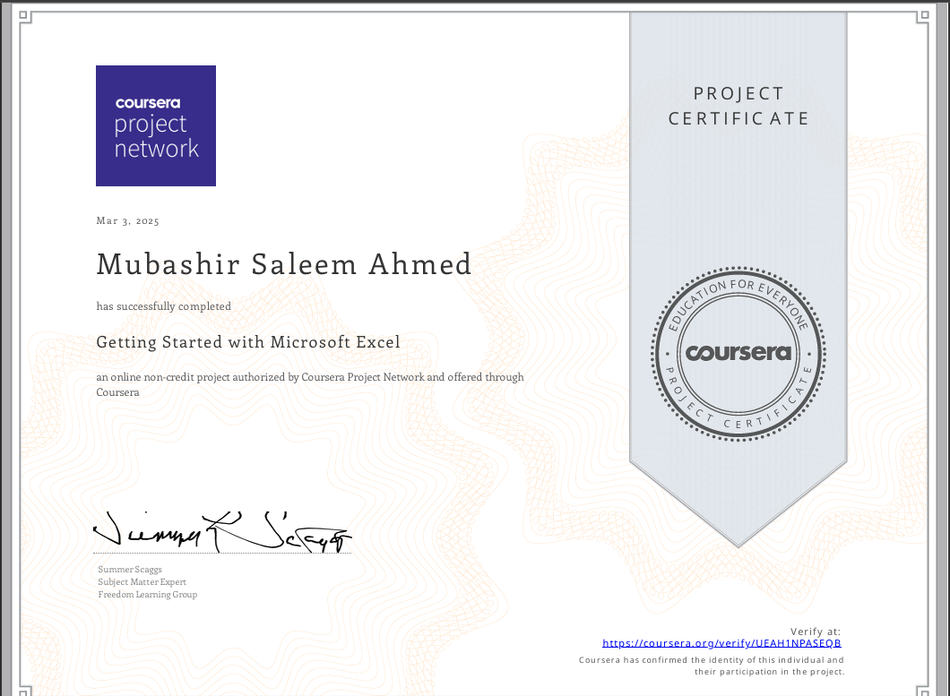 Coursera Certificate